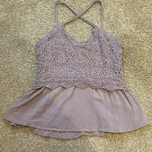 Maurice’s Smocked‎ Lace Peplum Blouse Large